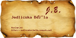 Jedlicska Béla névjegykártya